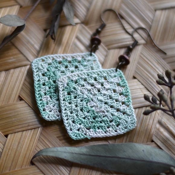 Jade Green Boho Earrings - Picture 2 of 4